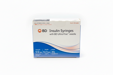Load image into Gallery viewer, BD Insulin Syringes 1/2 mL 12.7mm 30G Ultra-Fine Needle 100 Count
