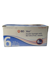 Load image into Gallery viewer, BD Veo Insulin Syringes 1/2 mL – 6mm, 31G Ultra-Fine Needle (100 Count)