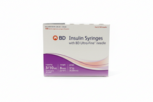 Load image into Gallery viewer, BD Insulin Syringes 3/10 mL – 8mm, 31G Ultra-Fine™ Needle (100 Count)
