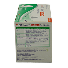 Load image into Gallery viewer, BD Nano Ultra Fine Pen Needles 4mm x 32G - 100 Count
