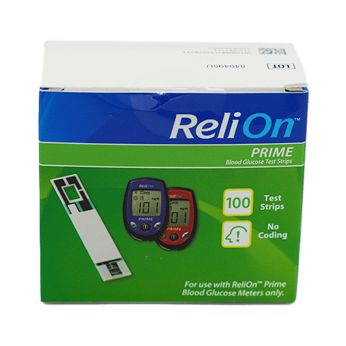 ReliOn Prime Blood Glucose Test Strips - 100 Count