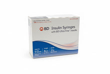 Load image into Gallery viewer, BD Insulin Syringes 1/2 mL 8mm 31G Ultra-Fine Needle 100 Count
